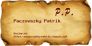 Paczovszky Patrik névjegykártya